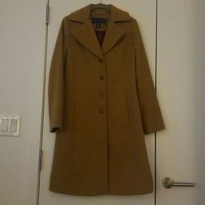 Tommy Hilfiger Single-Breasted Walker Coat, Camel Size XS